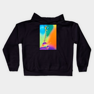 Colorful close up of oil drops in water Kids Hoodie